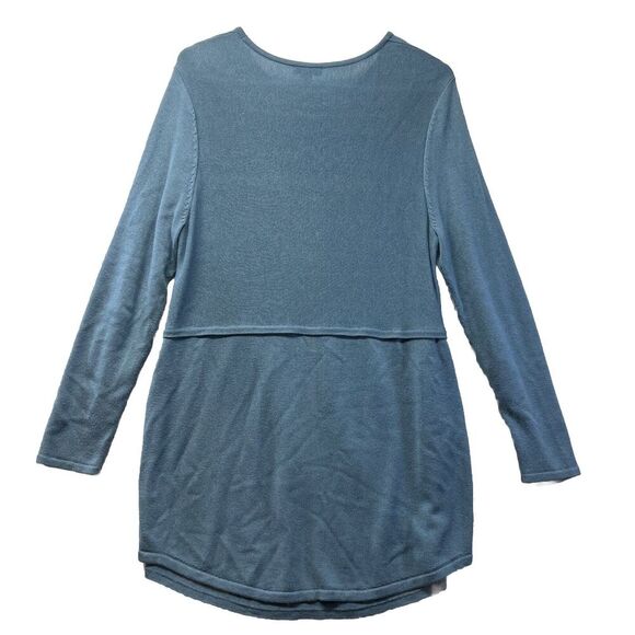 j jill Sweater Tunic Top M Petite Blue Wool Blend Casual Classic Comfort Preppy - Picture 4 of 5